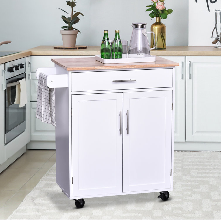 Rosalind Wheeler Britney Kitchen Cart With Solid Wood Top Reviews Wayfair