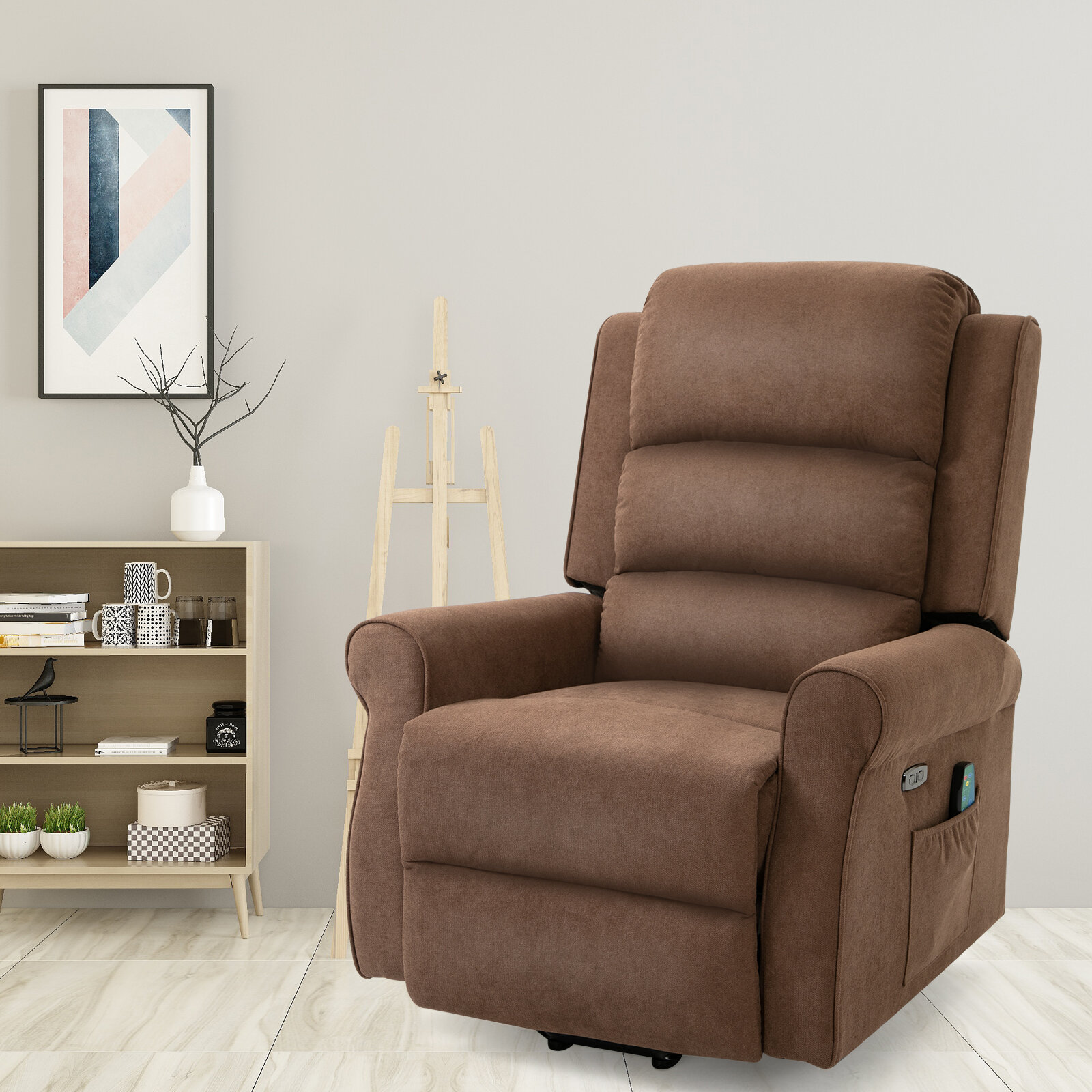Power Lift Recliner Chair Overstuffed Cozy Single Sofa Living Room for Elderly 
