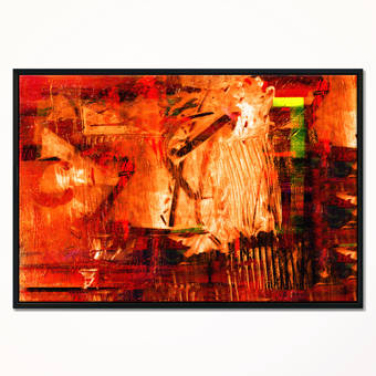 East Urban Home Abstract Fire Red Framed Oil Painting Print On