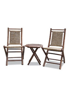 Exchange Bamboo Outdoor Conversation 3 Piece 2 Person Seating Group