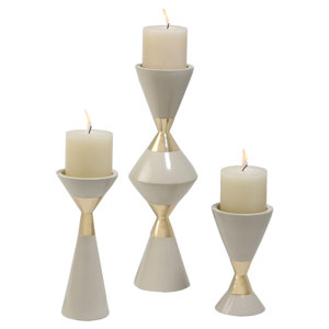 3 Piece Hourglass Candlestick Set