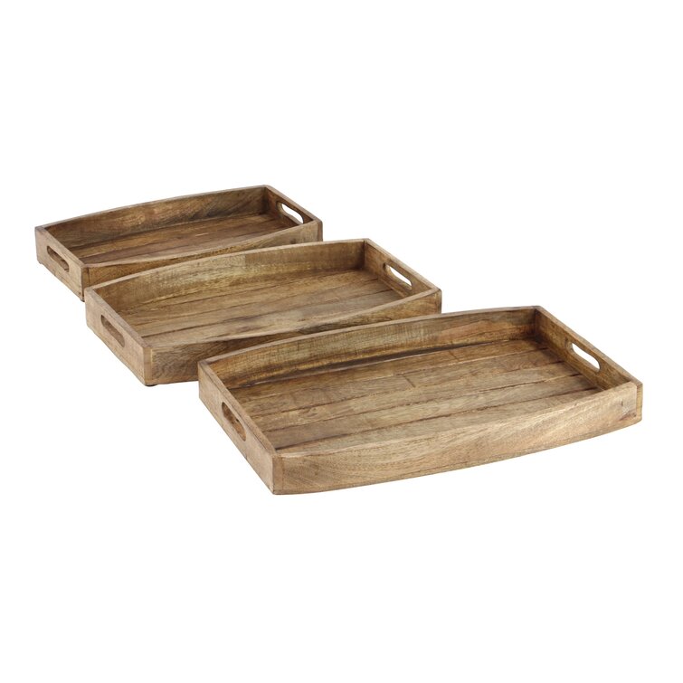 Millwood Pines Donelson Solid Wood Tray - Set of 3 & Reviews | Wayfair