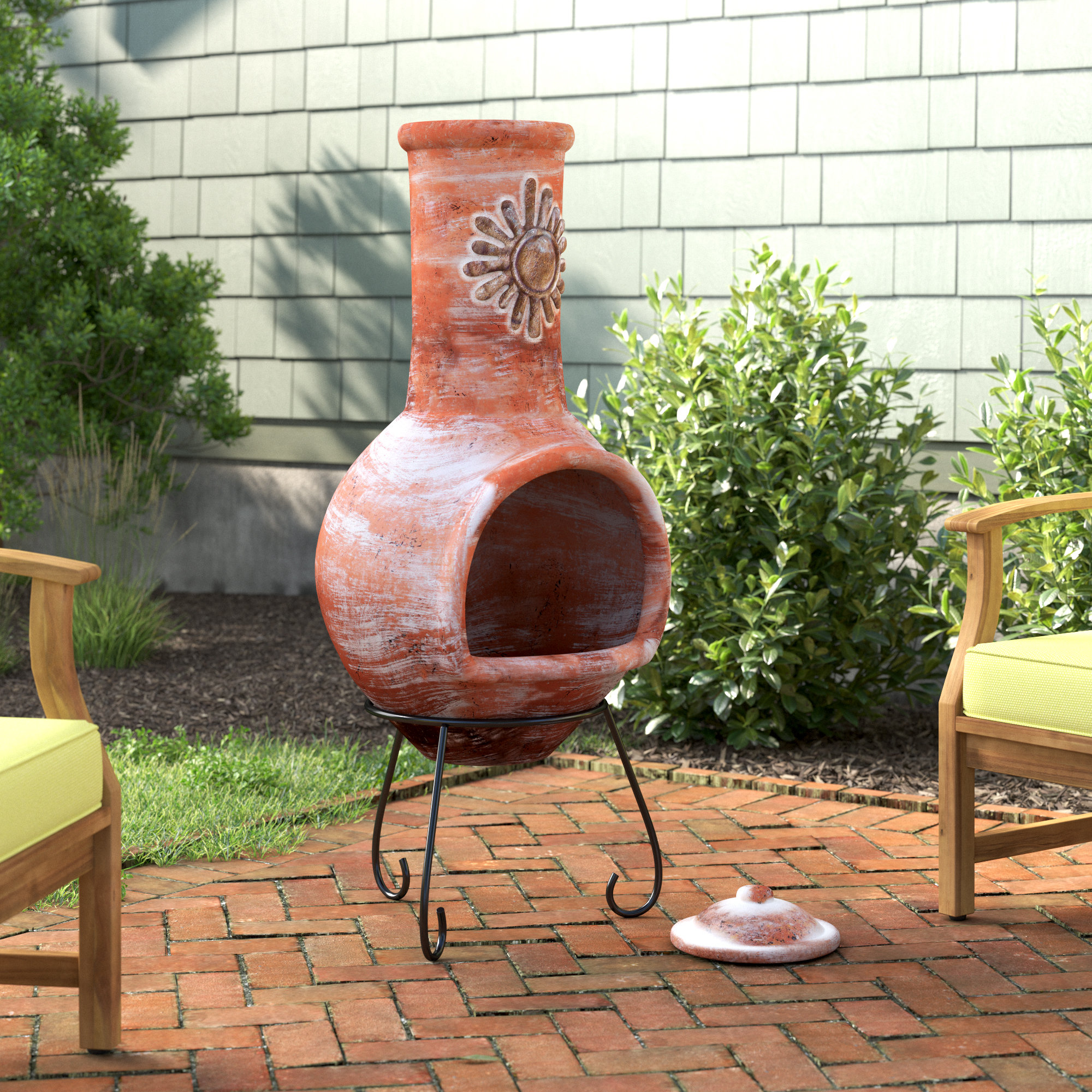 Bungalow Rose Compean Clay Wood Burning Outdoor Chiminea & Reviews