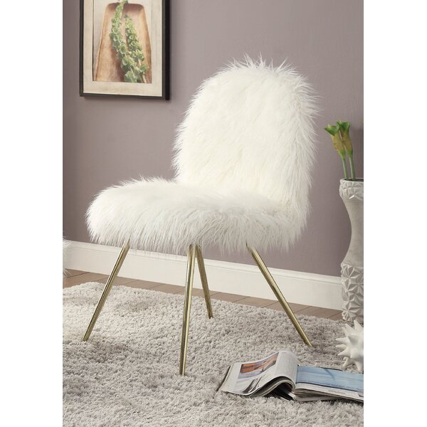 White Fur Chair With Gold Wayfair