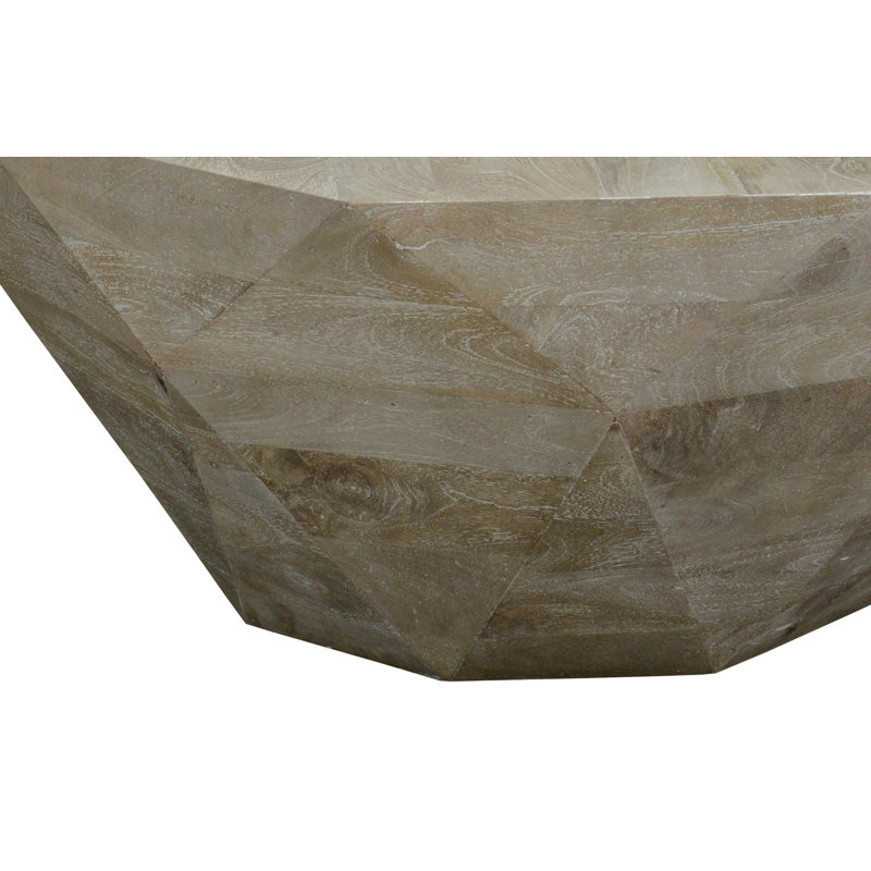 Benjara Wooden Coffee Table With Faceted Design, Rustic Brown