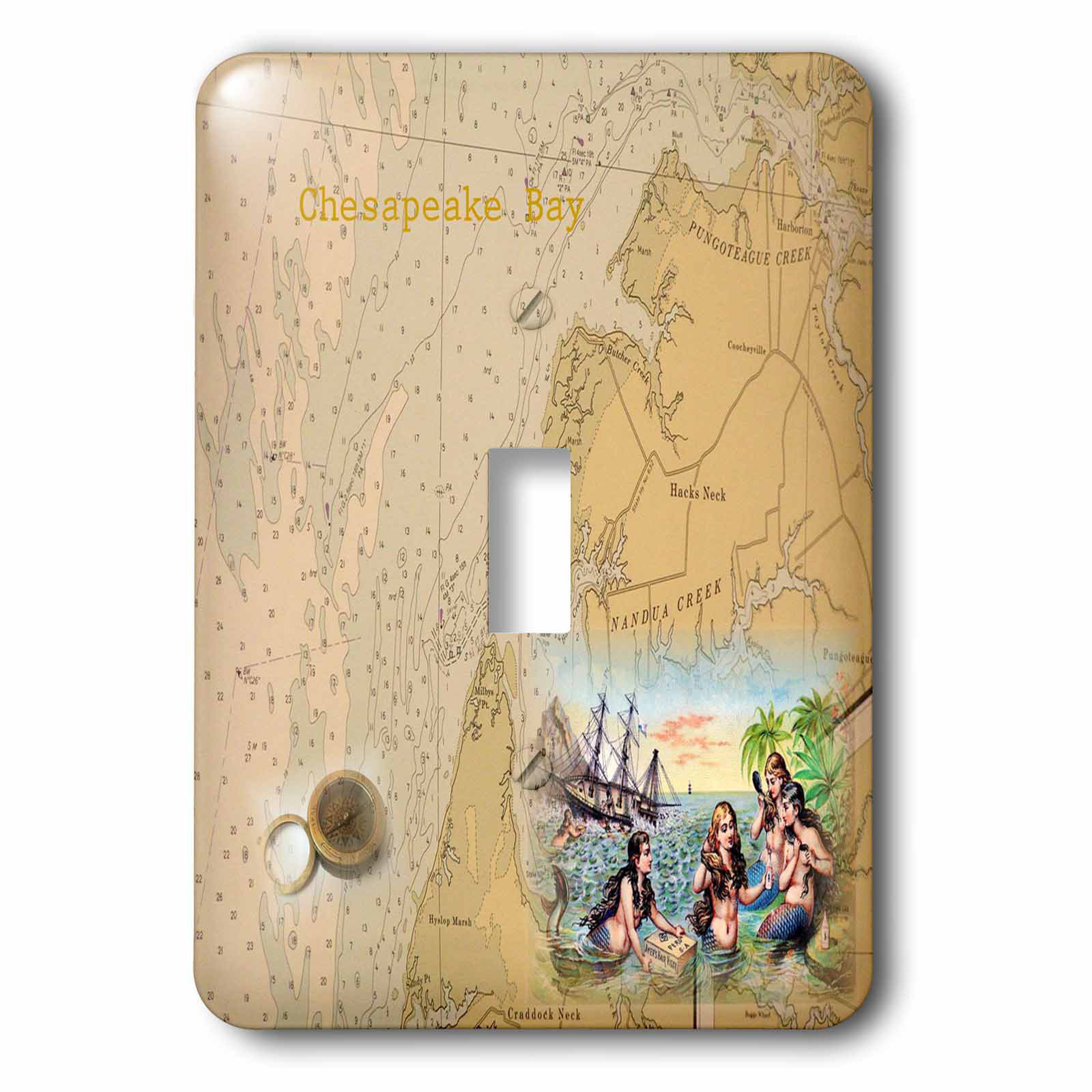 3drose Chesapeake Bay With Mermaids 1 Gang Toggle Light Switch Wall Plate Wayfair