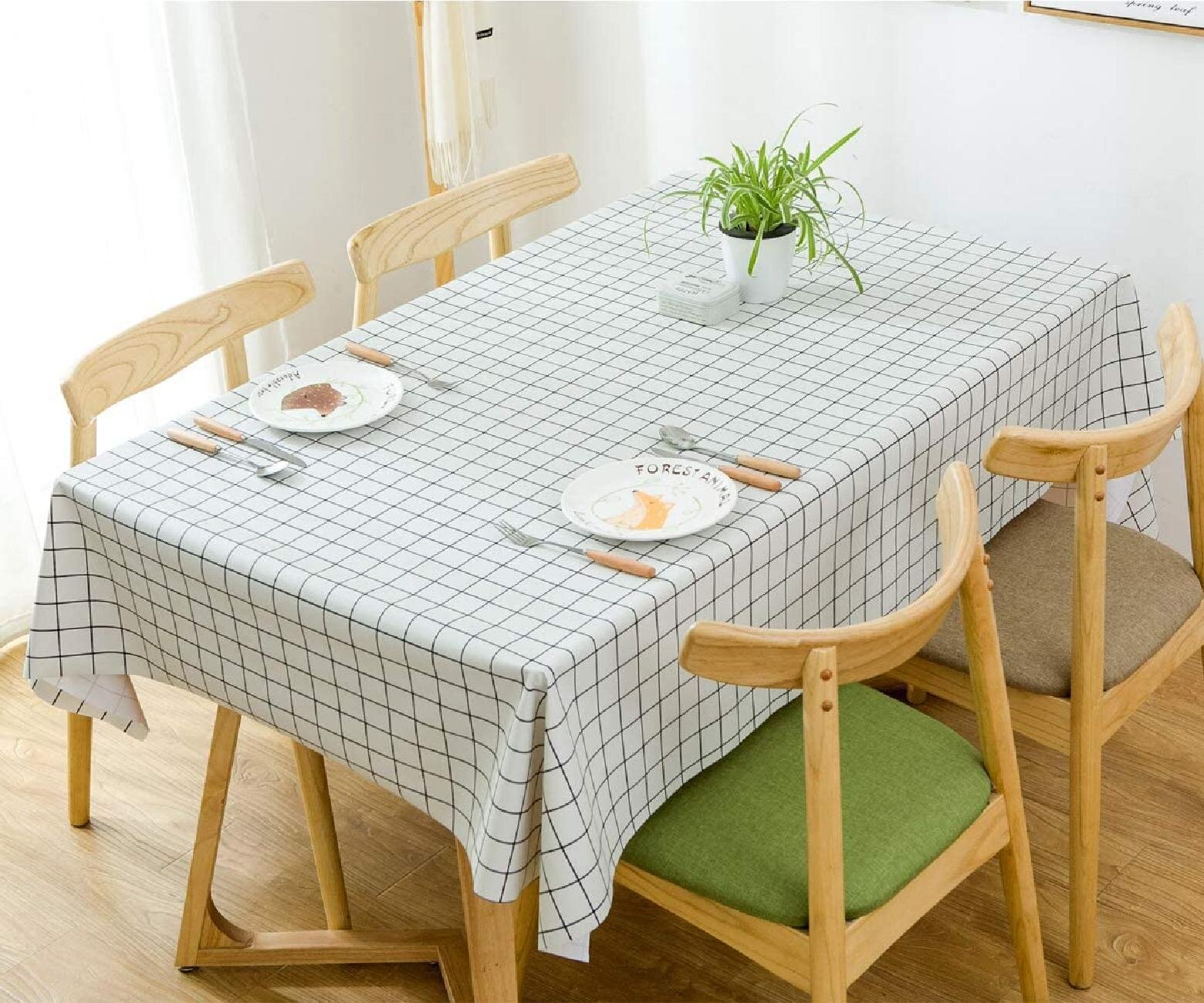 Wipe Clean PVC Heavy Weight Vinyl Table Cloth for Rectangular Table Tablecloth 