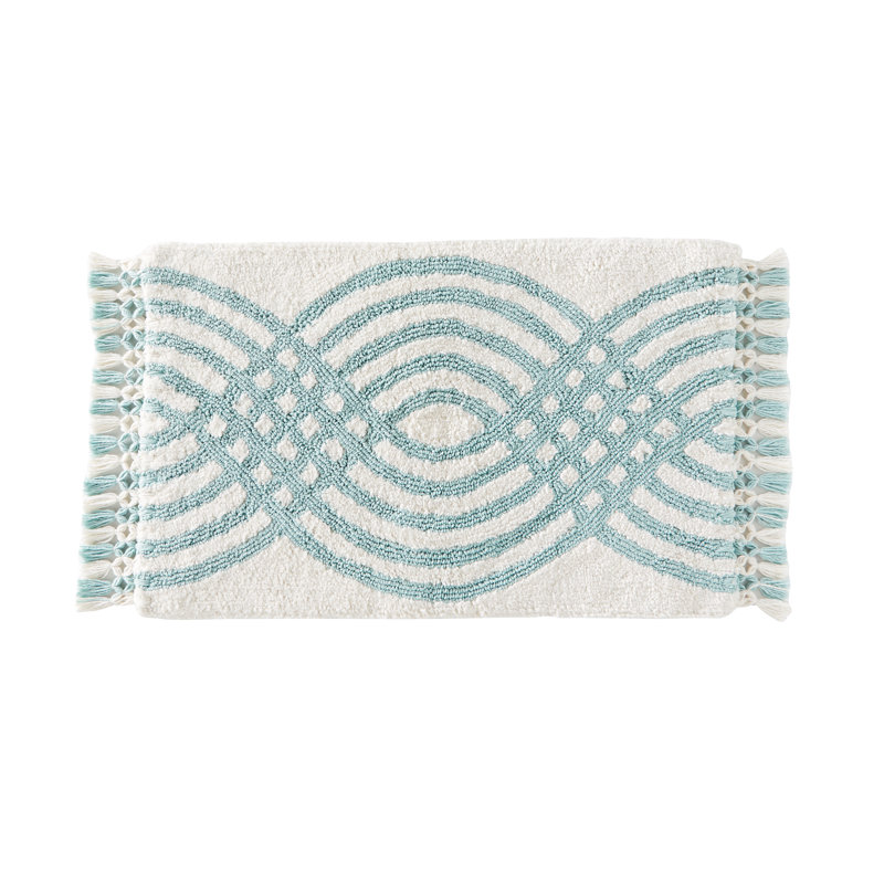 Ivy Bronx Standridge Fringed Rectangle 100 Cotton Non Slip Waves Bath Rug Reviews Wayfair