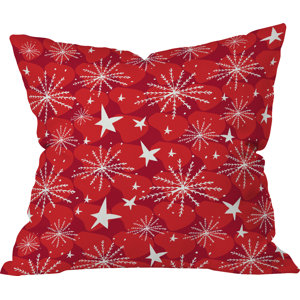 Julia Da Rocha Snow and Stars Indoor Throw Pillow