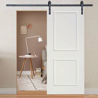 Calhome Panelled Manufactured Wood Primed Classic Barn Door