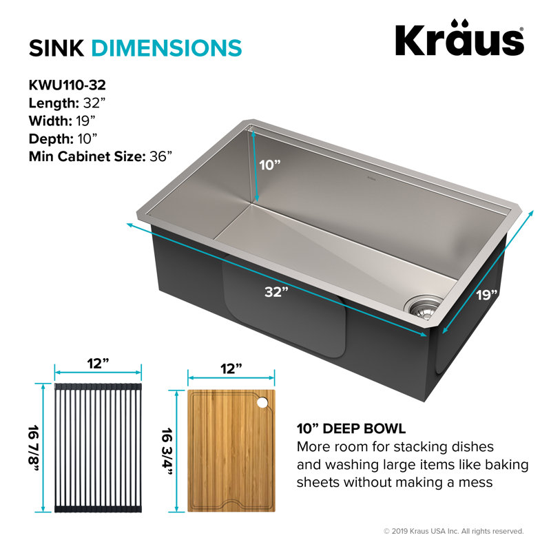 Kraus Kore Workstation 32 L X 19 W Undermount Kitchen Sink