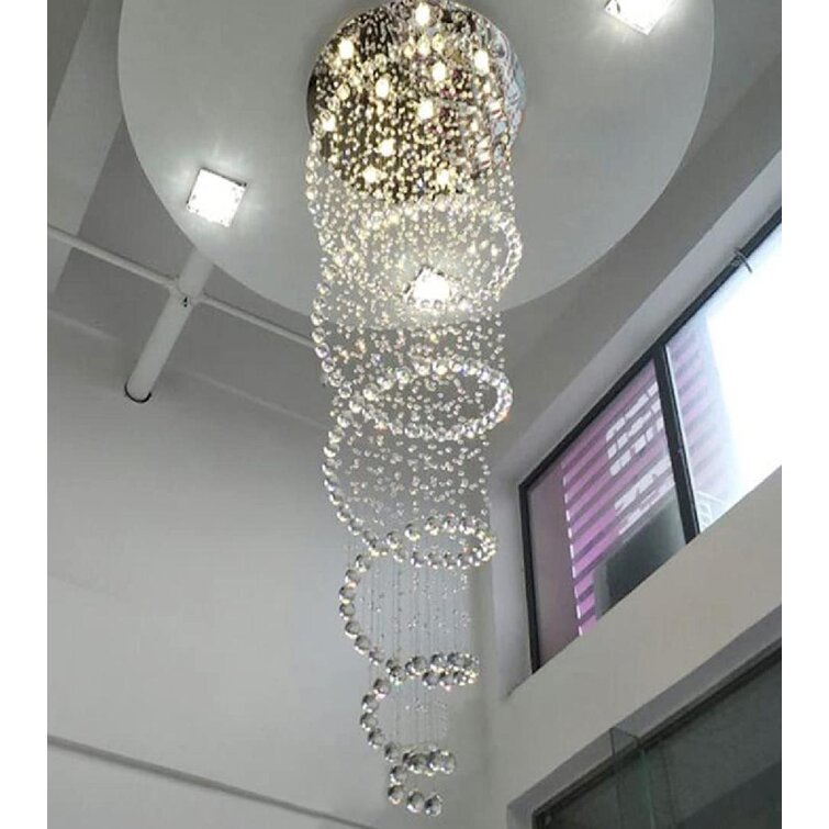 LED K9 Crystal Chandelier Stair Ceiling Light Rain Drop Pendant Light Fixtures 