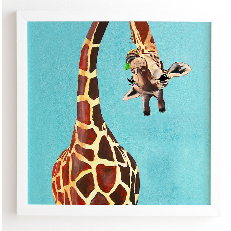 Giraffe With Green Leaf By Coco De Paris Picture Frame