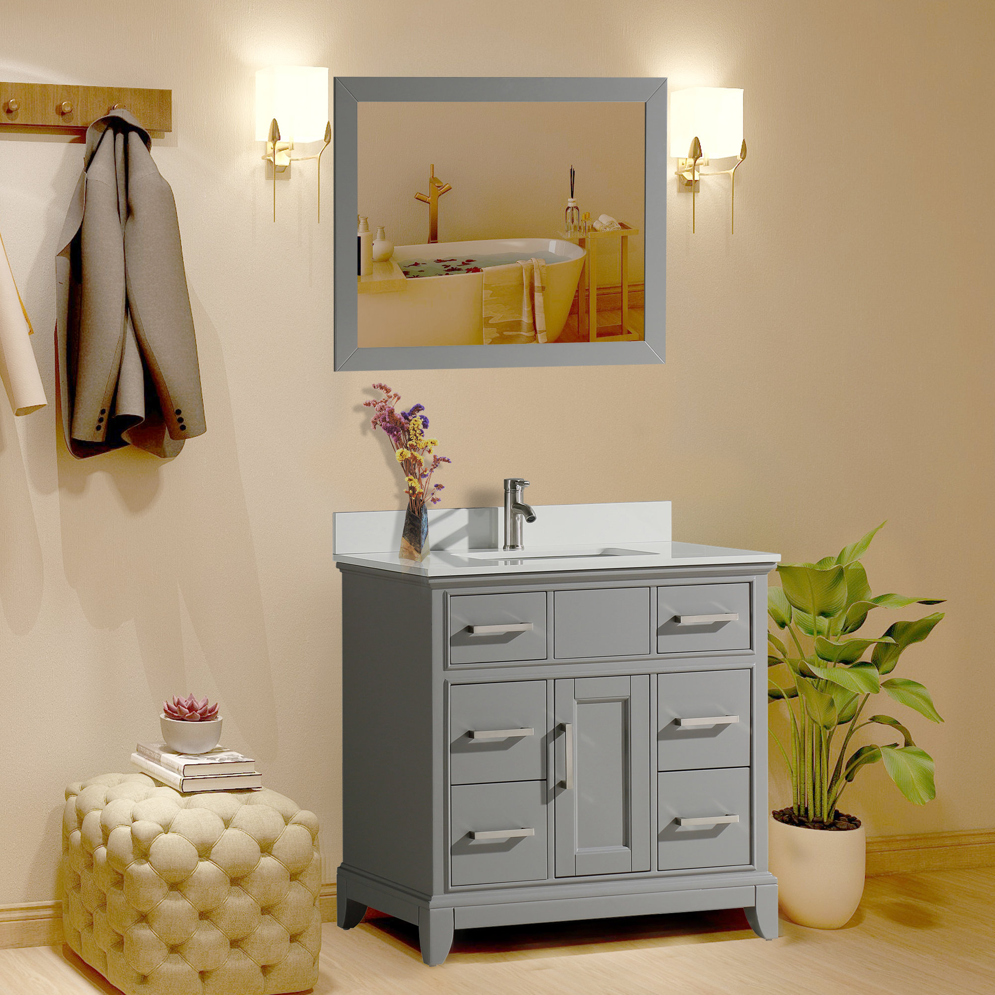 Red Barrel Studio® Valor 36" Single Bathroom Vanity Set with Mirror