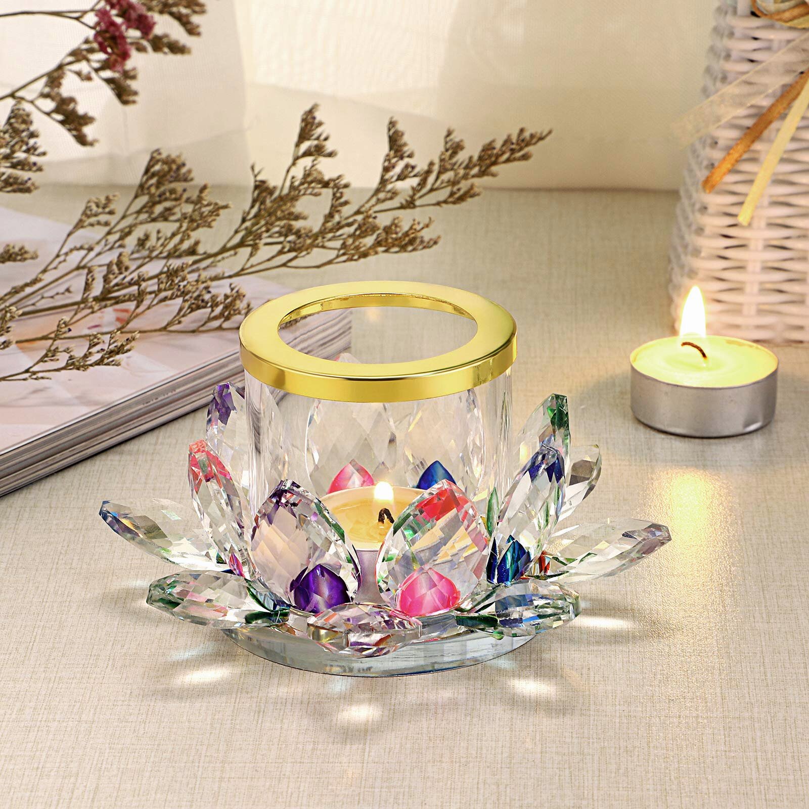 Home Decorative Lotus Candle Tealight Holder Candlestick Table Stand Decor