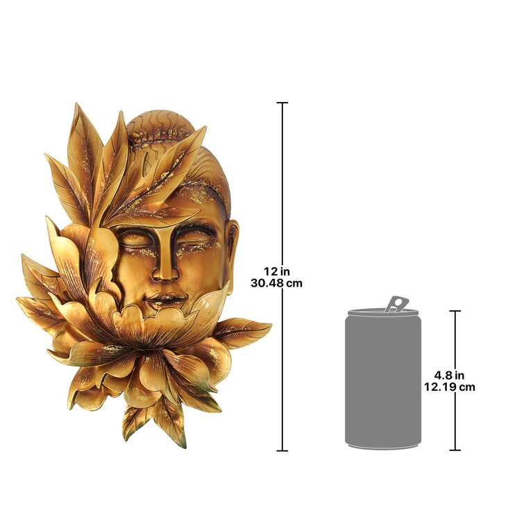 Gold polyresin Design Toscano Enlightened Deity Wall Sculpture 12 Inch