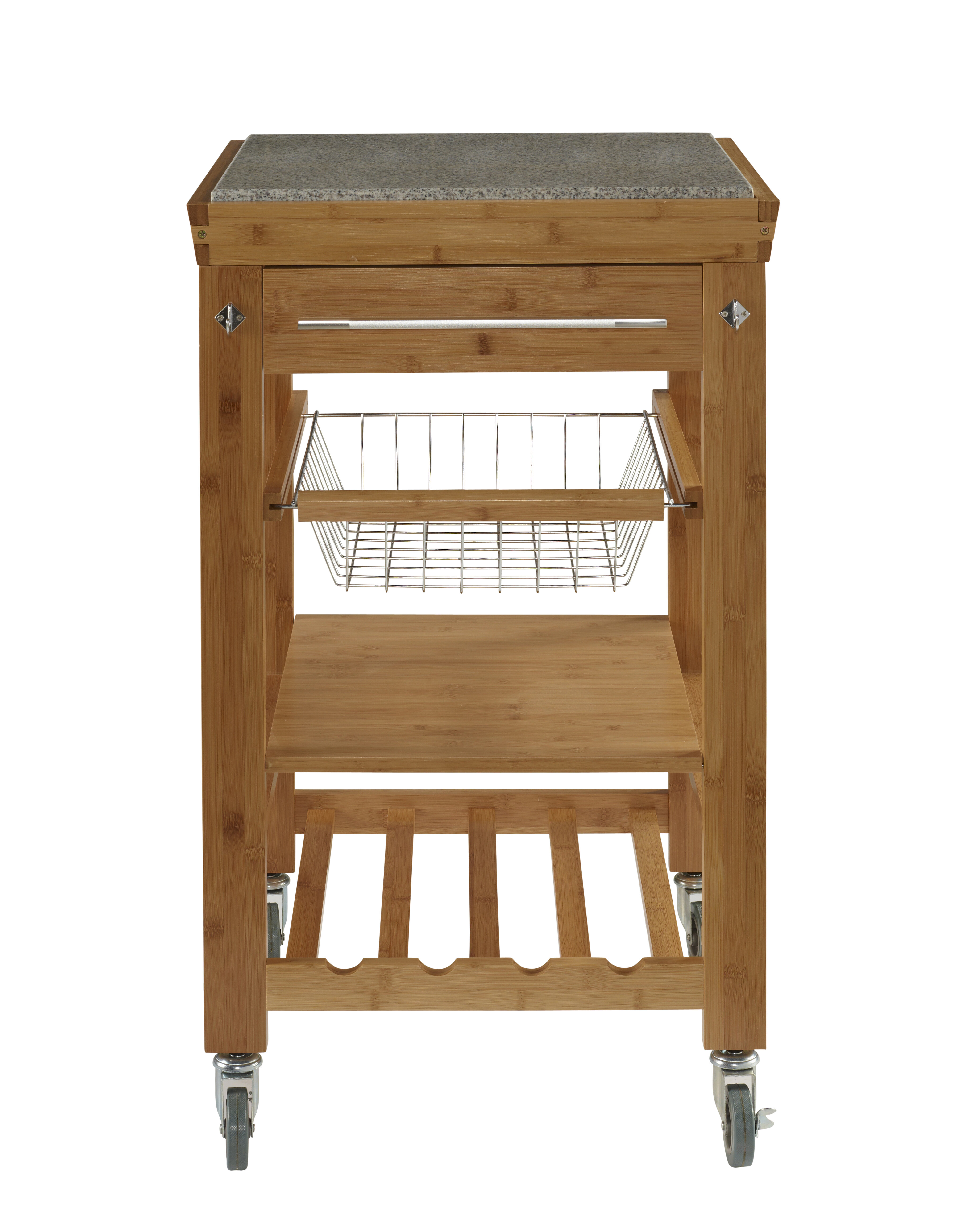 August Grove Ilana Kitchen Cart With Granite Top Reviews Wayfair