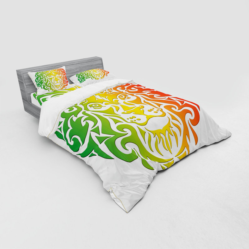 East Urban Home Ambesonne Rasta Bedding Set, Lion Portrait ...