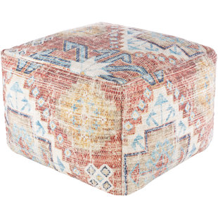 Aliette 20" Wide Rectangle Abstract Pouf Ottoman