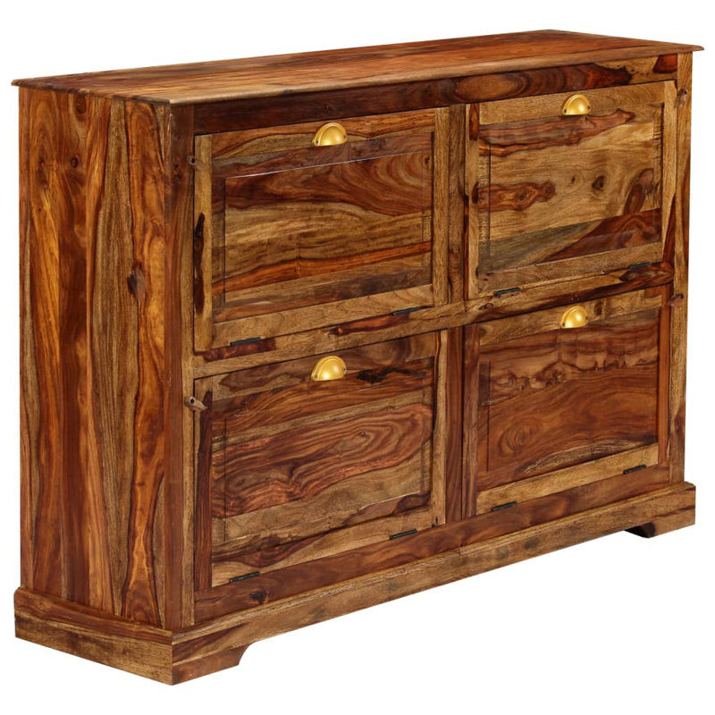 Union Rustic Sheesham Wood 32 Pair Shoe Storage Cabinet Wayfair