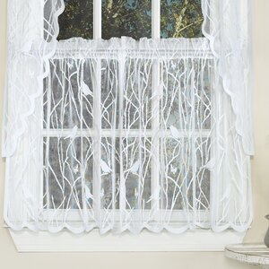 Knit Lace Song Bird Motif Tier Curtain