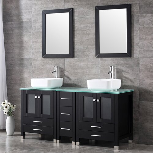 Ebern Designs Eleftheria 60.8'' Free-standing Double Bathroom Vanity ...