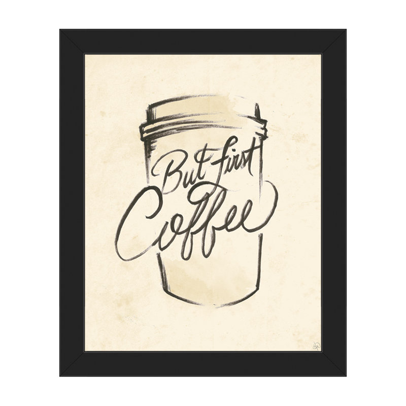 Click Wall Art But First Coffee Sketch Framed Painting Print On