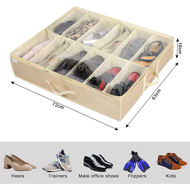 3 x Shoe Organisers-Underbed Storage,SPACE SAVING,Each Pack fits 12 Pairs 