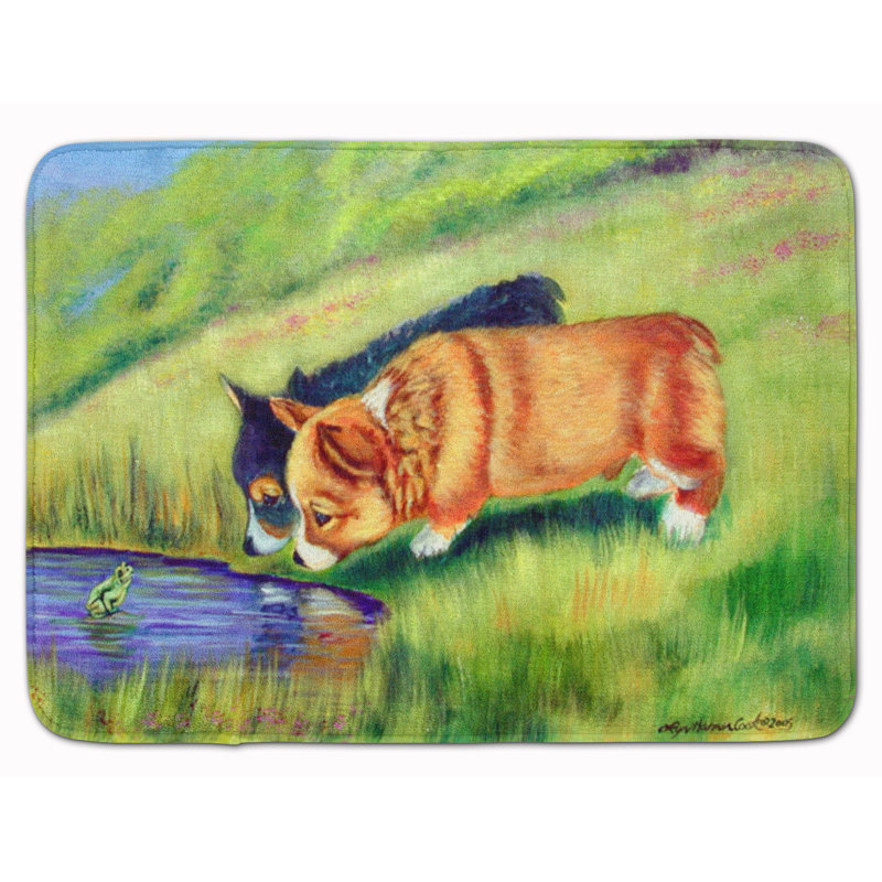 East Urban Home Corgi Rectangle Microfiber Non Slip Bath Rug Wayfair