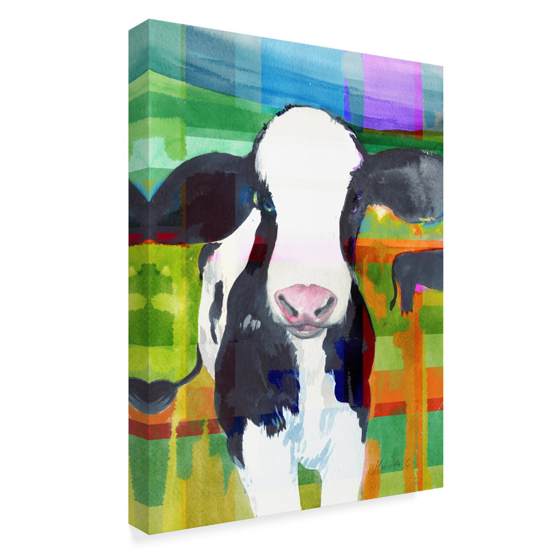 August Grove Cow Colors Acrylic Painting Print On Wrapped Canvas