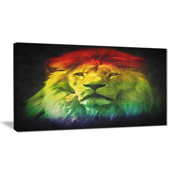 East Urban Home Colorful Lion Head Graphic Art Print On Canvas