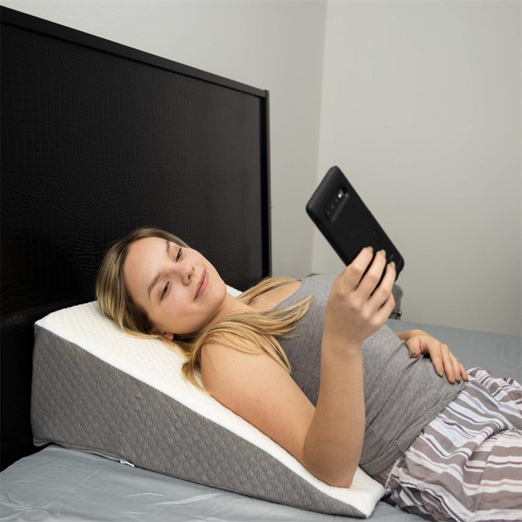 Alwyn Home Flat Top Bed Wedge Pillow With Memory Foam Top Stylish Chic Jacquard Cover Wedge Pillow For Legs And Sleeping Leg Elevation Pillow Leg Wedge Wayfair