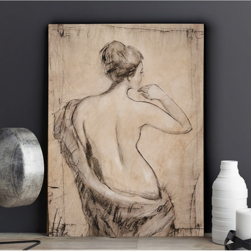 Ebern Designs Neutral Nude Study Ii Wrapped Canvas Drawing