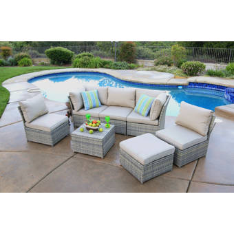 Latitude Run Ambroziu 4 Piece Rattan Sectional Seating Group With Cushions Wayfair