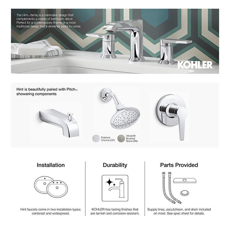 Kohler Hint Single Handle Deck Mounted Roman Tub Faucet Trim With Diverter Wayfair