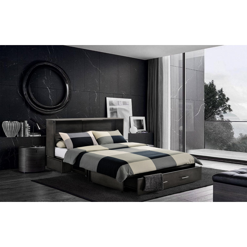 Brayden Studio Hague Seaside Queen Storage Murphy Bed With