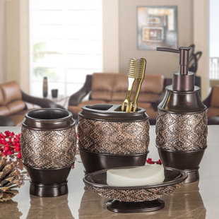 Dublin Brown 4 Piece Bathroom Accessories Set Dublin Brown 4 Piece Bathroom Accessories Set