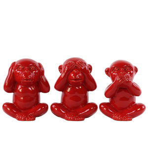 Ceramic Monkey See No Evil 3 Piece Figurine Set