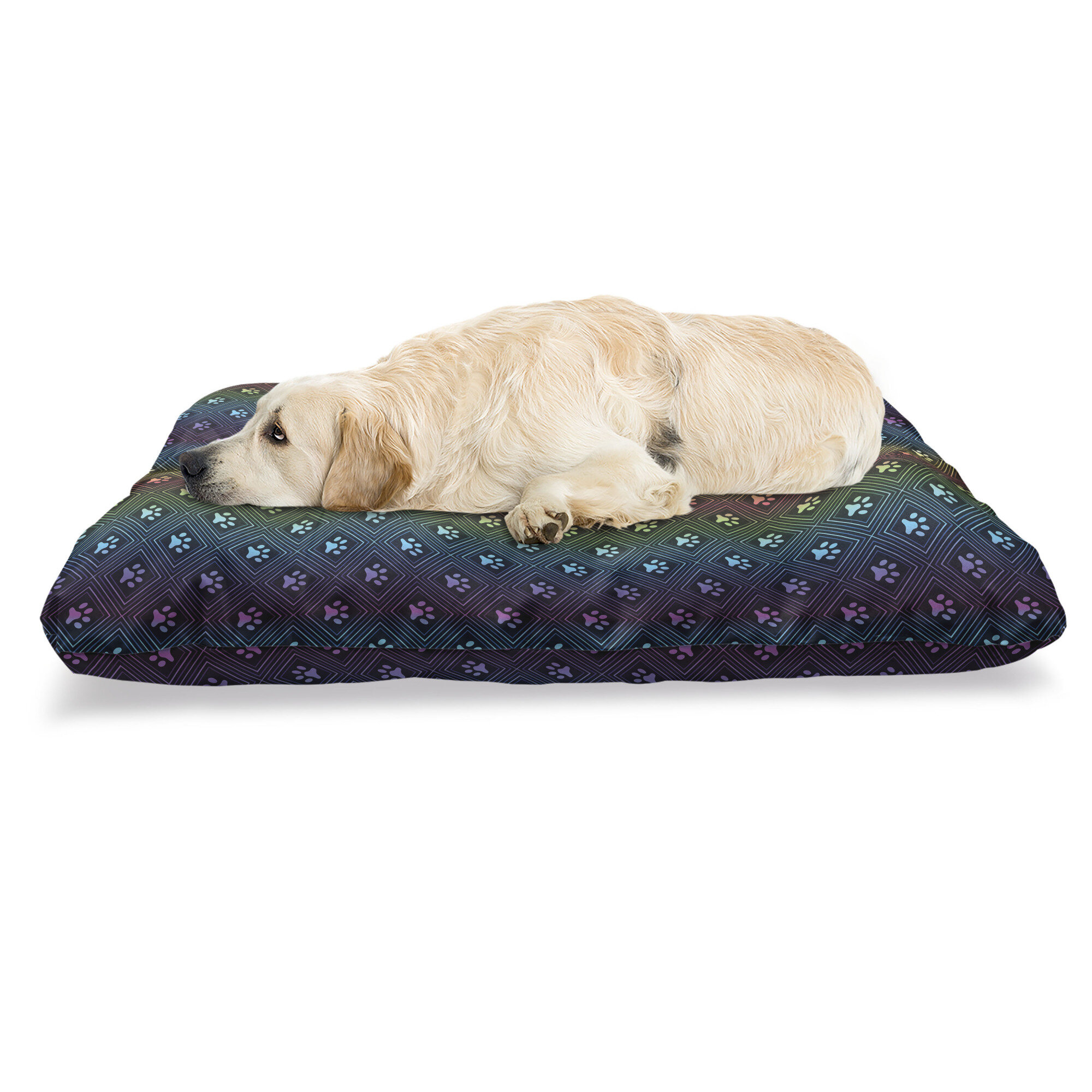 East Urban Home Ambesonne Dog Lover Pet Bed, Paw Print Pattern Diamond  Shaped Rhombus Shapes Design Geometric Arrangement, Chew Resistant Pad For  Dogs And Cats Cushion With Removable Cover, 24
