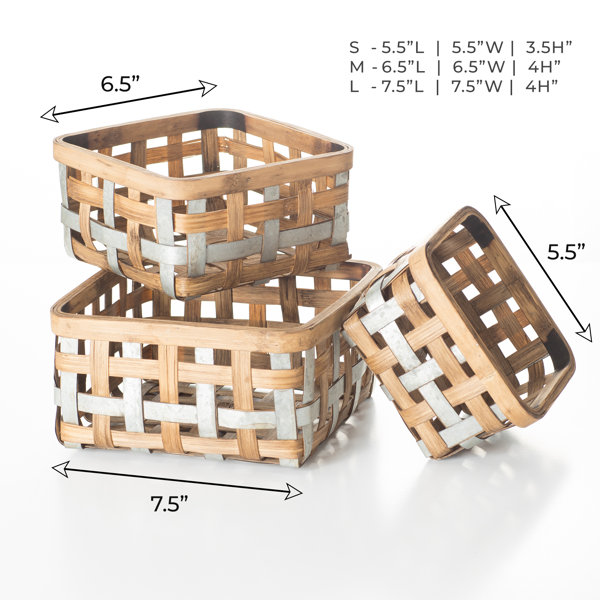 Gracie Oaks Bushel 3 Piece Bamboo Basket Set Reviews Wayfair