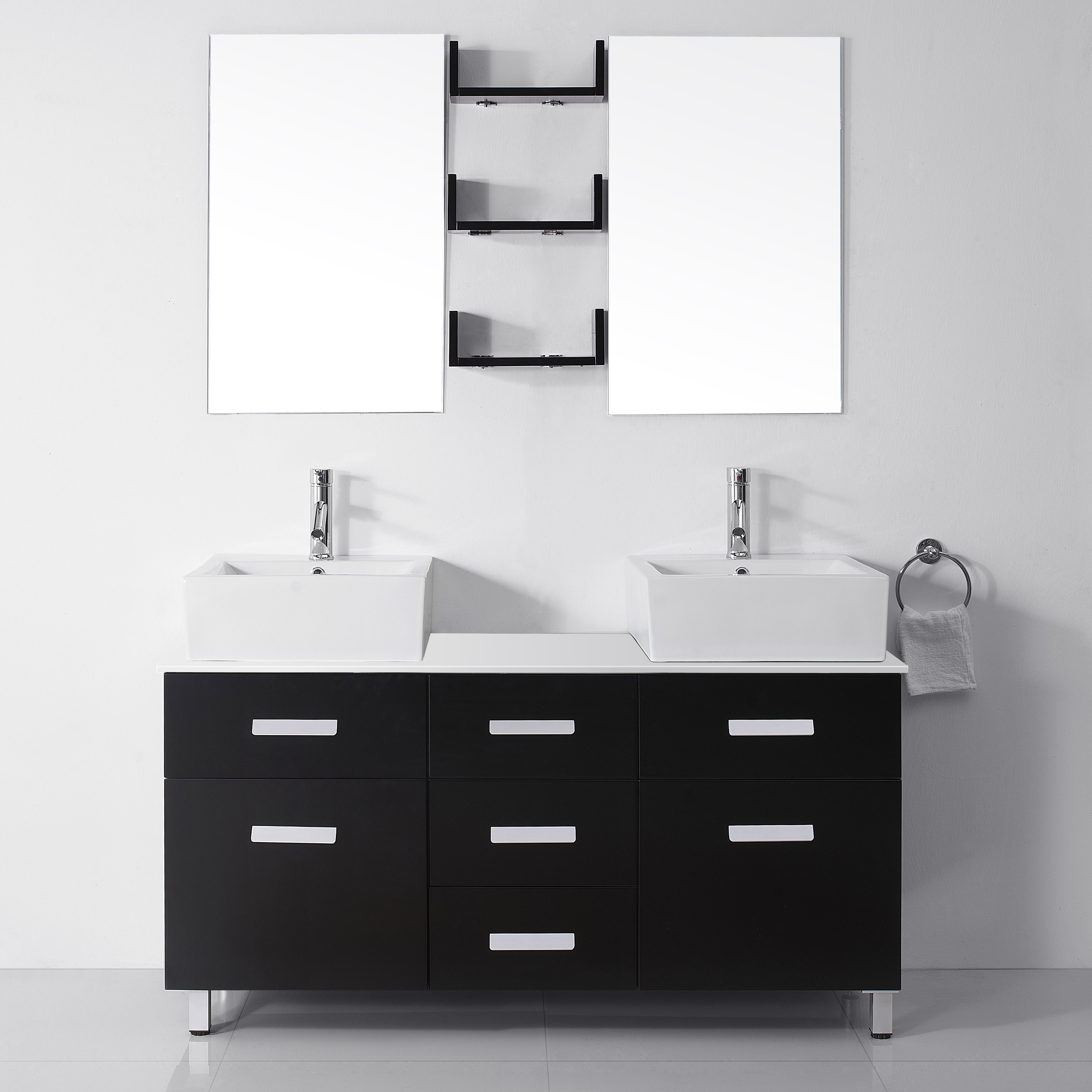 Orren Ellis Azaiah 56 Double Bathroom Vanity Set With White Stone Orren Ellis Azaiah 56 Double Bathroom Vanity Set With White Stone Top And Mirror Reviews Wayfair