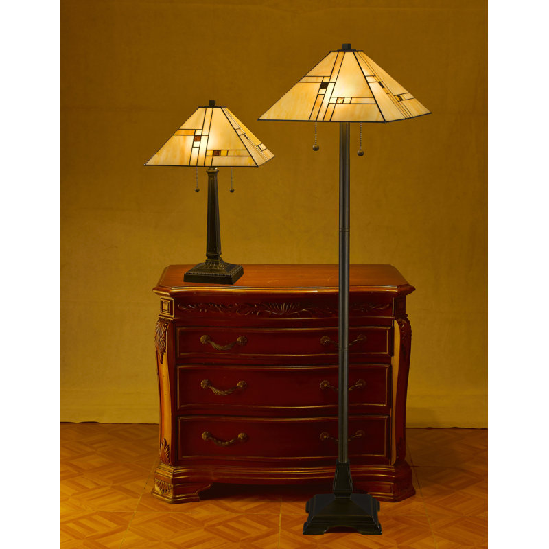 tiffany floor and table lamp set