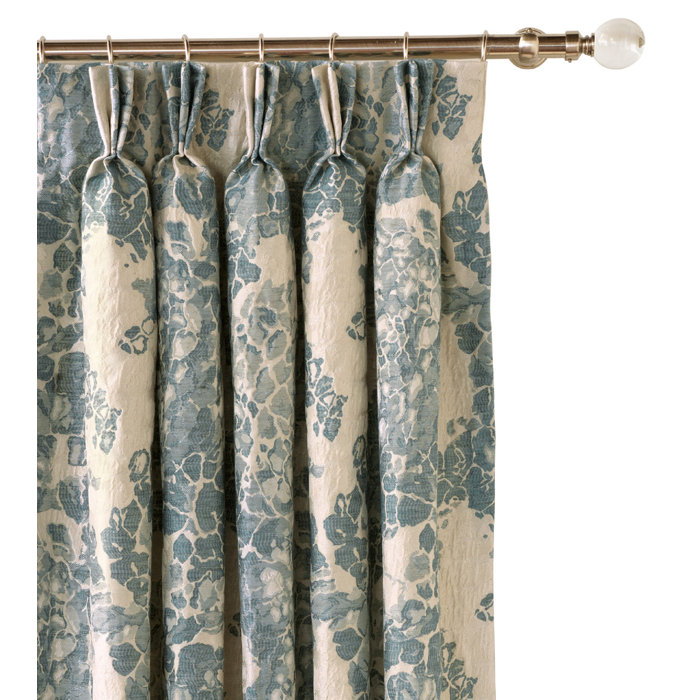Simple And Elegant Coastal Beach Jacobean Pleated Drapes In Blue