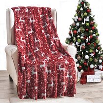 Velvet Touch Christmas Fleece Throw 50"x60" Red Reindeer 