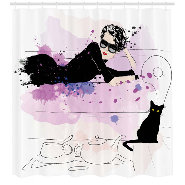 East Urban Home Fashion House Girl With Sunglasses Lying On Couch
