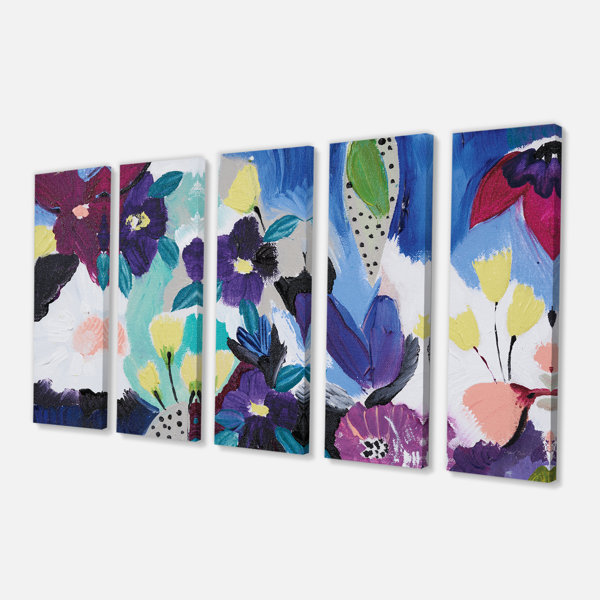East Urban Home Blue And Purple Flower Composition I Painting