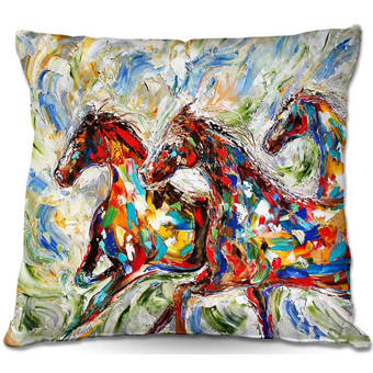 East Urban Home Japanese Watercolor Horse Throw Pillow Wayfair
