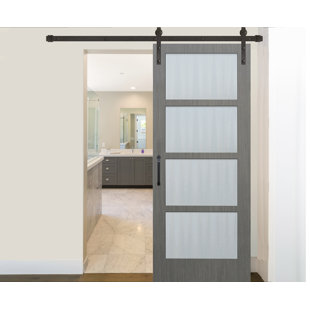 30 Inch Sliding Barn Door Wayfair Prefinished 4 Lite Driftwood Solid Gl Wood Interior Barn Door
