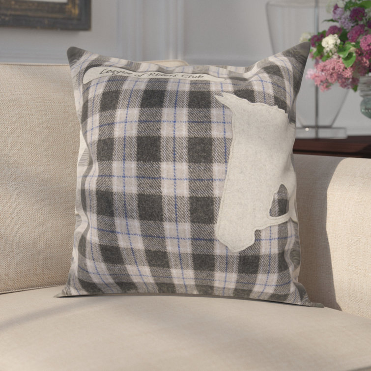 gray plaid throw pillow