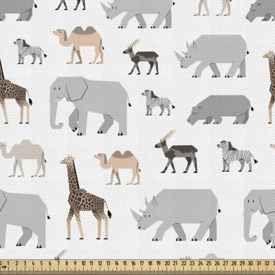Ambesonne Animal Print Fabric By The Yard Geometric Fauna Zebra Camel Giraffe Bear Deer Childish Design Decorative Fabric For Upholstery And Home Ac